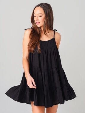 HONORINE | S | Peri Flounce Tiered Tie-Shoulder Spaghetti Strap Sundress